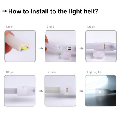 COB LED Strip Light with EU/US Plug (110V–220V) – Flexible LED Light Tape with Clip Accessories for Home and Decoration Lighting