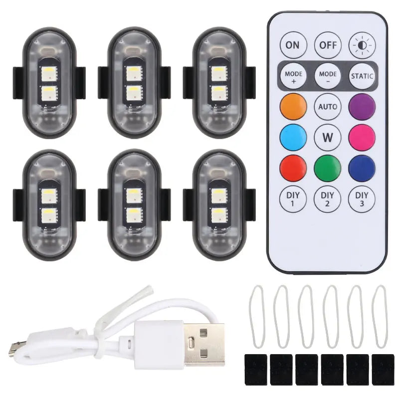 Wireless Remote Control Car LED Lights – Multi-Mode Warning & Decorative Lights for Cars & Motorcycles, 2/4/6 Pack