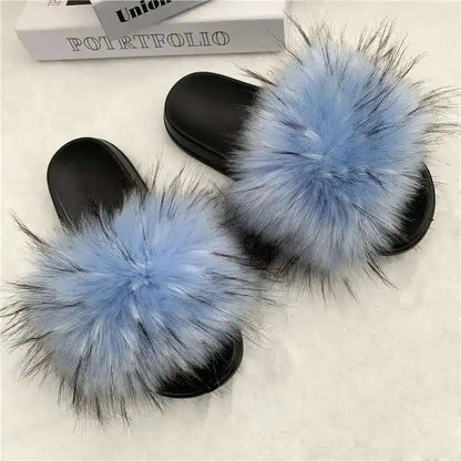 Summer Faux Fur Slippers for Women – Indoor Plush Furry Slides, Fluffy Flip Flops & Casual House Shoes