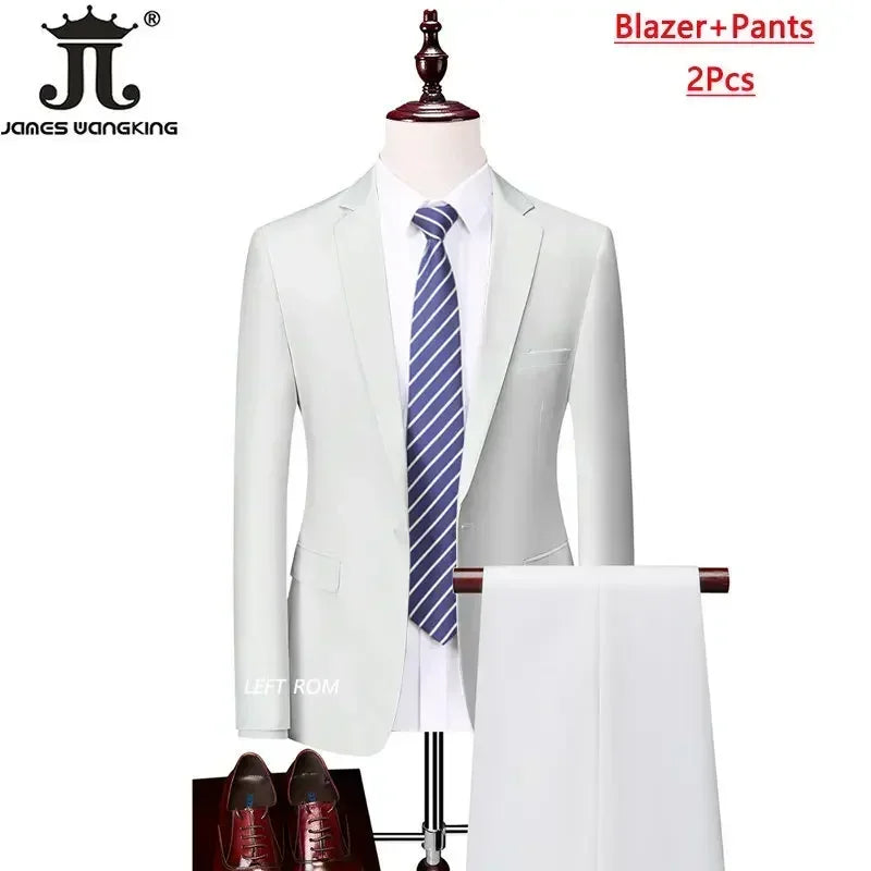 Men's 3 Piece Suit Set - Solid Color Formal Business Jacket Vest Pants Wedding Groom Party Tuxedo Outfit M-6XL