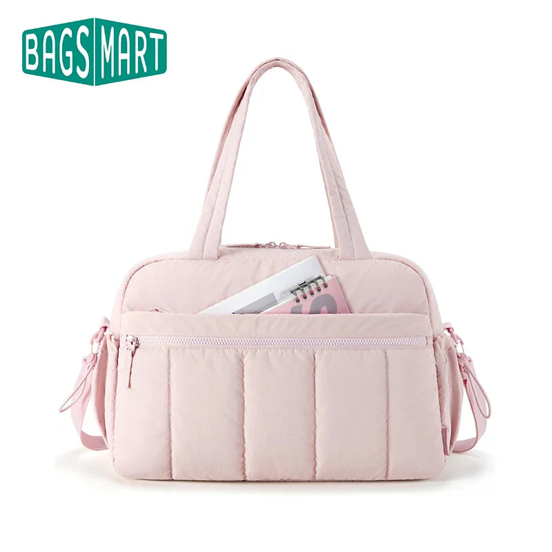 BAGSMART Travel Duffel Gym Bag for Women – Waterproof Carry-On Weekender with Wet Pocket & Cabin Luggage