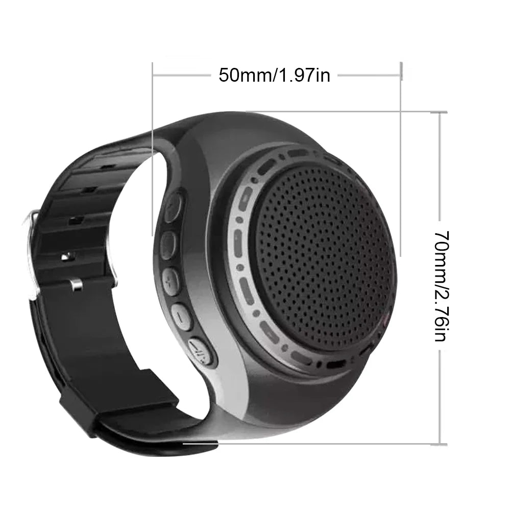 New U6 Wrist Watch Bluetooth Speaker - Portable Outdoor Sports Running Wearable Mini Speaker with FM Radio and Wireless Subwoofer