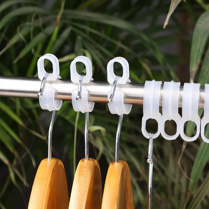 10/200PCS Windproof Hanger Hooks – Anti-Slip Clear Plastic Clothes Hooks for Drying Rack, Household Rod Buckles
