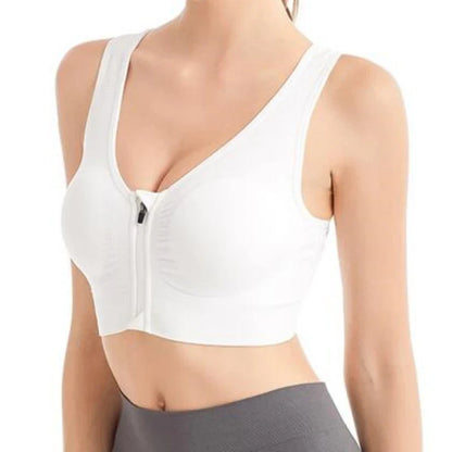 Women's Running Sports Bra – Front Zipper, Shockproof, Seamless & Breathable Bralette Without Underwire