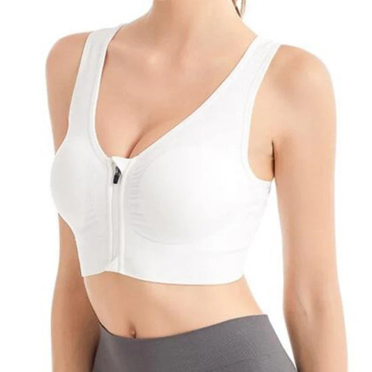 Women's Running Sports Bra – Front Zipper, Shockproof, Seamless & Breathable Bralette Without Underwire