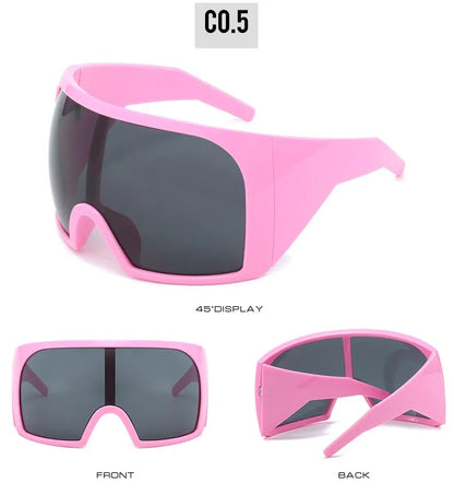 2025 Oversized Punk Shield Sunglasses – Luxury Steampunk Big Frame UV400 Sport Goggles for Women & Men
