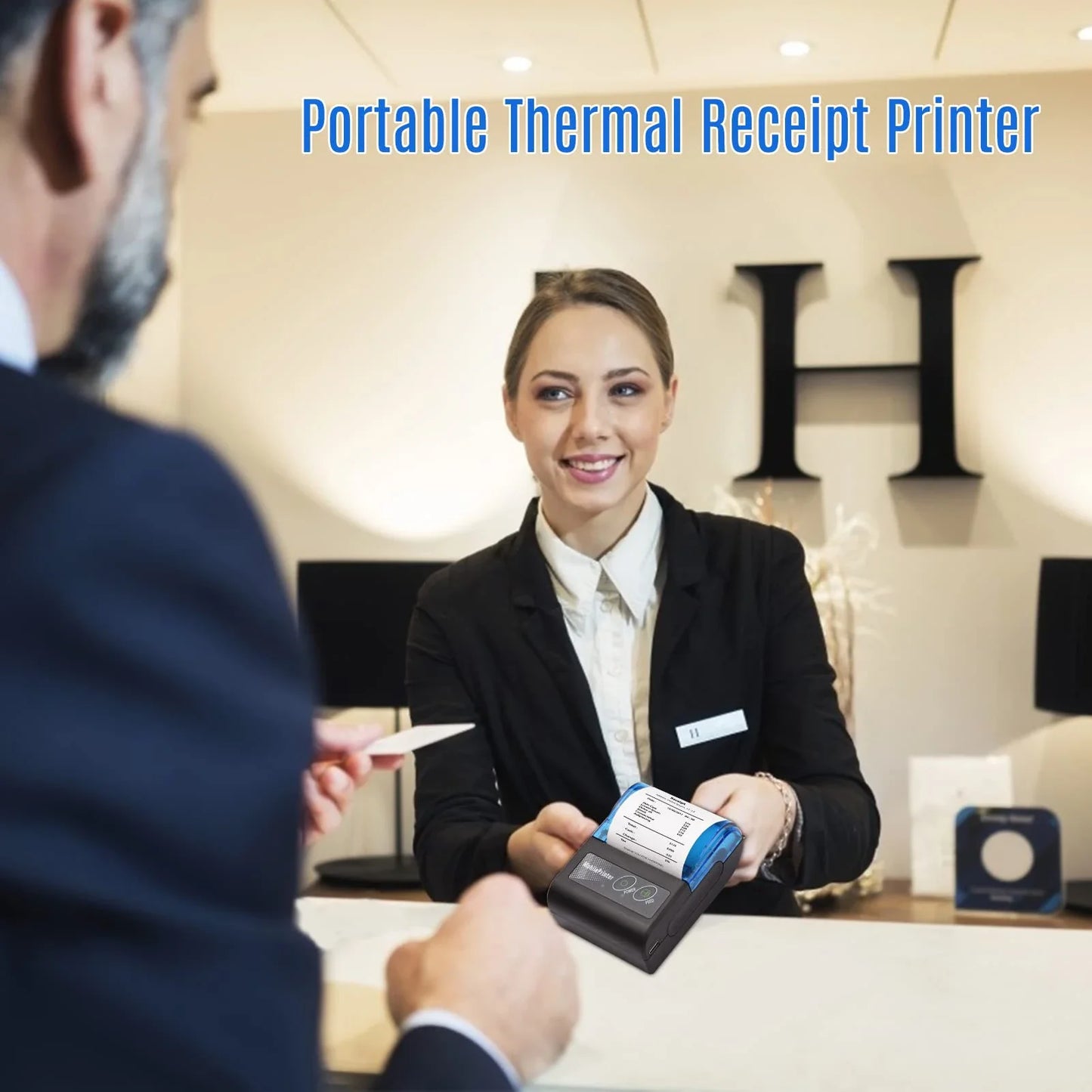 58mm Portable Thermal Receipt Printer – Mini Wireless Bluetooth Ticket & Bill Printer for Android, iOS & Windows