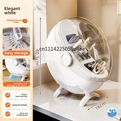 Kitchen Knife & Utensil Holder - Multifunctional Countertop Storage Rack with Drainage for Knives, Spoons & Chopsticks