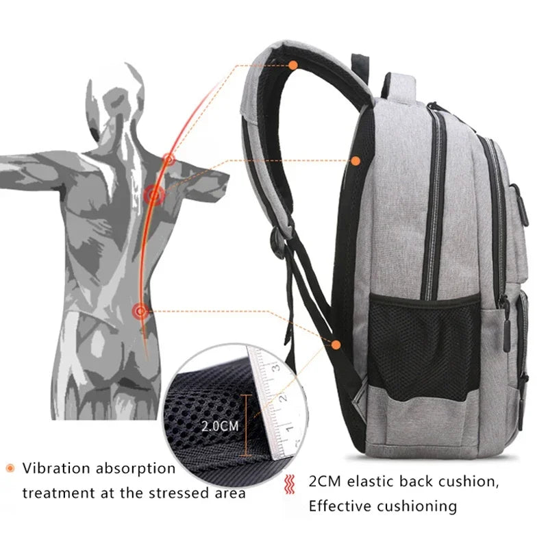 Large Capacity Oxford Backpack - 15.6” Laptop Bag for Men and Teens, Black Solid High School and College Student Backpack