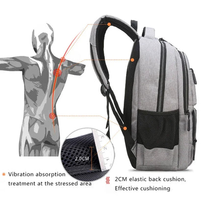 Large Capacity Oxford Backpack - 15.6” Laptop Bag for Men and Teens, Black Solid High School and College Student Backpack
