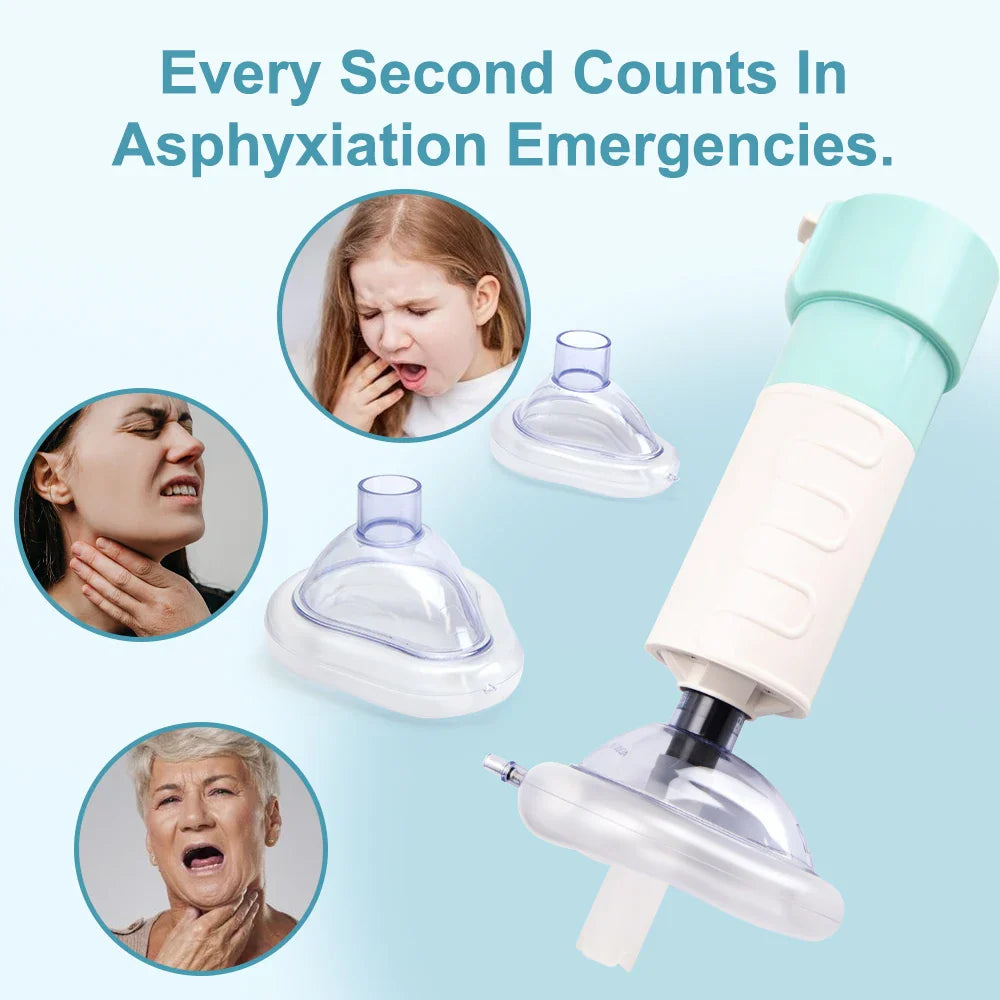First Aid Anti-Choking Rescue Device – Automatic Airway Assist with 3 Mask Sizes for Adults & Kids, Emergency Kit
