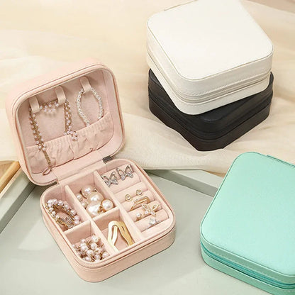 Portable Mini Jewelry Storage Box - Leather Travel Organizer for Earrings, Necklaces, Rings & Display