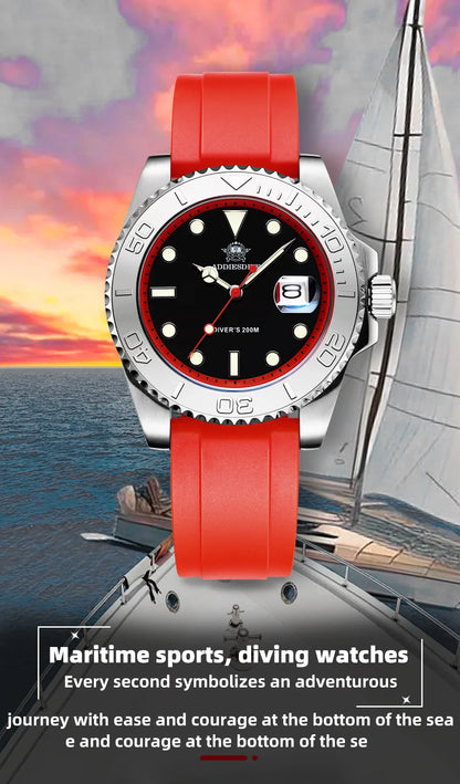 ADDIESDIVE 41mm Men’s Quartz Dive Watch – Rotatable Bezel, Stainless Steel, Luminous BGW9, Rubber Strap, 200m Water Resistant