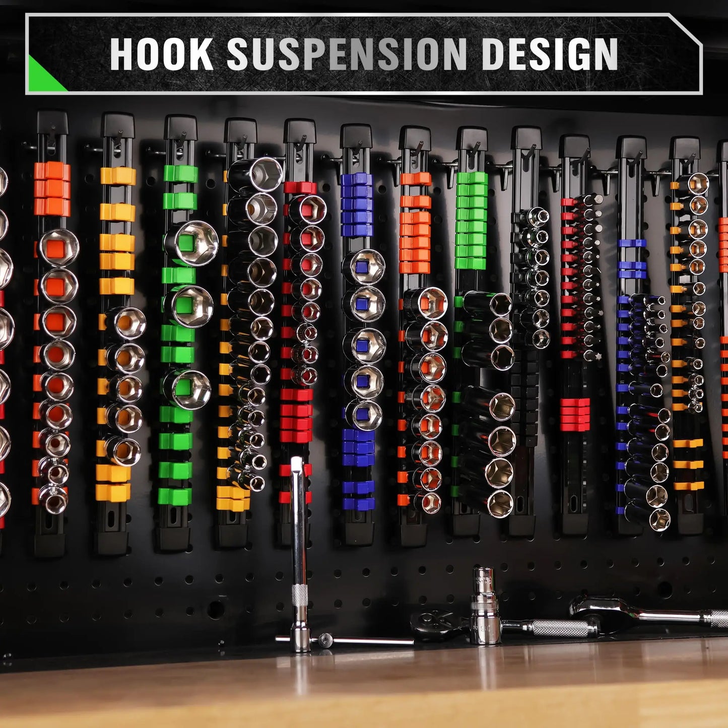 Socket Organizer Set - 1/4 3/8 1/2 Inch Socket Holder Trays for Tool Box Drawers & Storage Rails