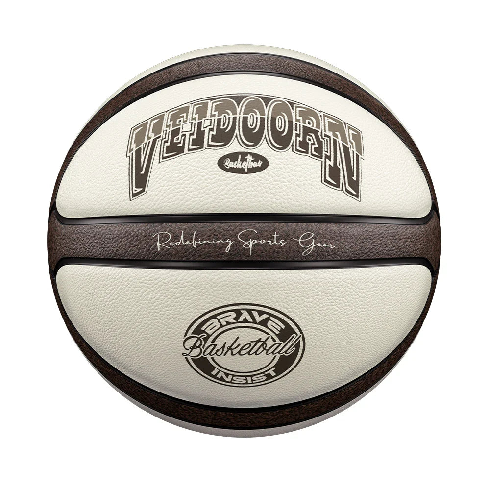 Veidoorn Official Size 7 Basketball — Brown Beige PU, 4-Layer Durable Outdoor Game Ball, Professional Quality