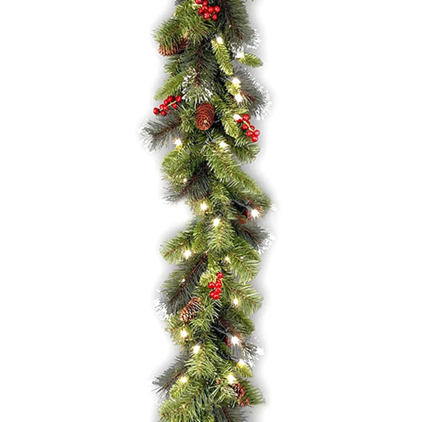 1.8M/2.7M Christmas Rattan Garland with Red Berries – DIY Wreath Decoration for Home, Wall & Door Party Decor