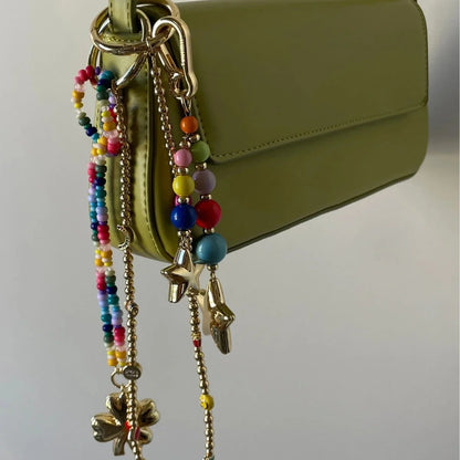 Colorful Bag Hanging Keychain – Hand-Woven Pendant with Beads, DIY Accessories, Internet-Famous Rope Charm