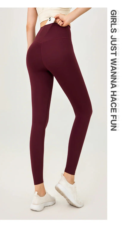 Naked Feel Butt-Lifting Yoga Leggings for Women – High Waist Sports Tights with Hidden Waist Pockets, Gym Fitness Wear