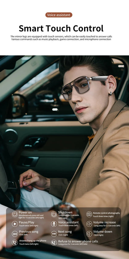 Smart Glasses GS10 – Color-Changing Bluetooth Glasses with Call, Voice Assistant, Camera & Music Playback for Men & Women