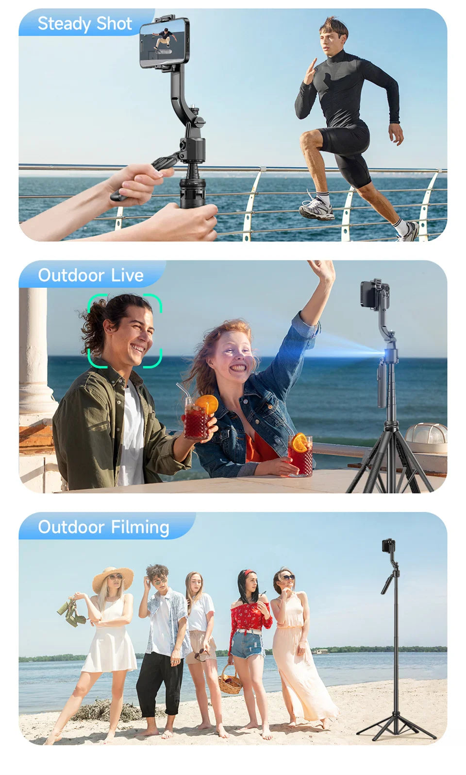 C17 360° Auto-Rotation Monopod – AI Tracking Tripod with Bluetooth Shutter, Fill Light & Wireless Selfie Stick for Phones
