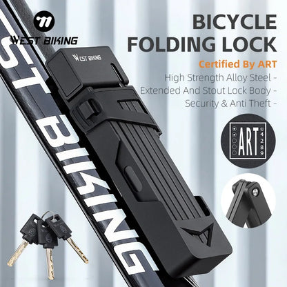 WEST BIKING Foldable Bike Lock – Heavy Duty Anti-Theft Chain Cable Padlock with 3 Keys for Bicycle & Motorcycle Security