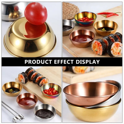 2PCS/4PCS Stainless Steel Golden Sauce Dishes – Appetizer & Seasoning Serving Tray Set for Kitchen Tableware