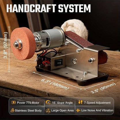 37PCS 3-in-1 Mini Belt Sander Kit — DIY Metal, Wood, Handicraft & Knife Grinding Tool Set