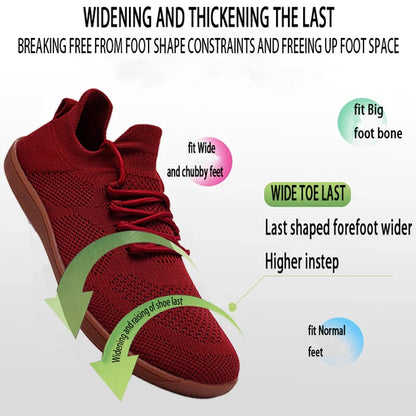 2025 Men's Wide-Toe Casual Shoes — Soft Sole Walking Sneakers, Breathable Mesh Comfortable Barefoot Shoes