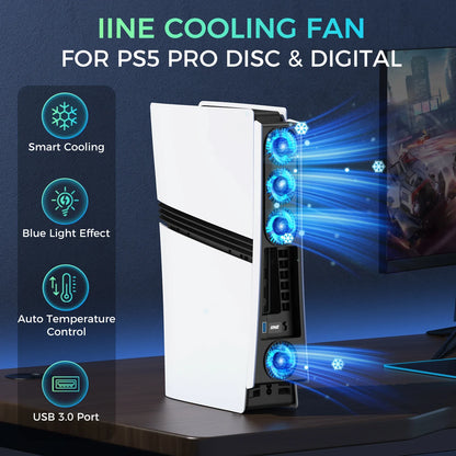 IINE PS5 Pro Cooling Fan – 2-Speed Smart Cooling for PS5 Pro Disc & Digital Edition
