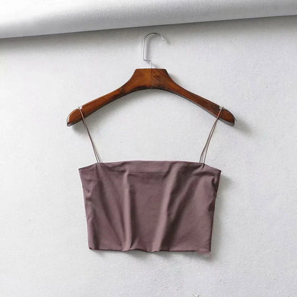Women’s Summer Crop Tank Top — Sleeveless Elastic Cotton Camisole