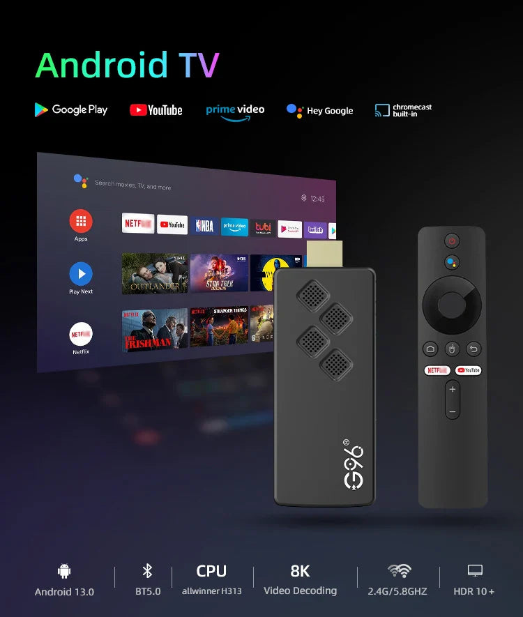Android 13 8K Ultra HD Smart TV Box, Wifi6, 4GB/64GB, Fast Media Player, Netflix, YouTube, ATV MAXA13
