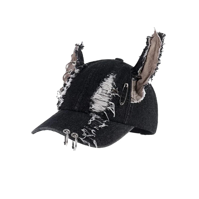 NEW Y2K Hot Girl Graffiti Baseball Cap – Rabbit Ears Cowboy Hip Hop Hat for Men & Women, Party Team Style