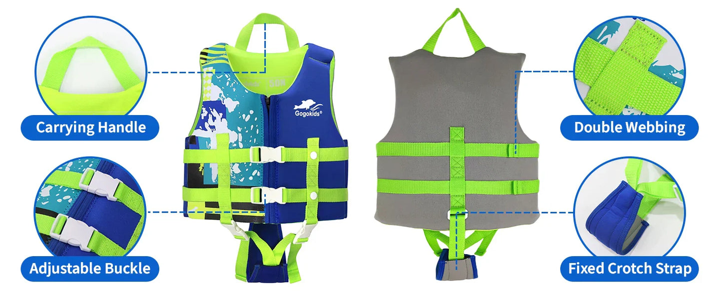 Gogokids Kids Life Jacket – Neoprene Float Vest for Toddlers, Swim Training & Buoyancy Swimwear