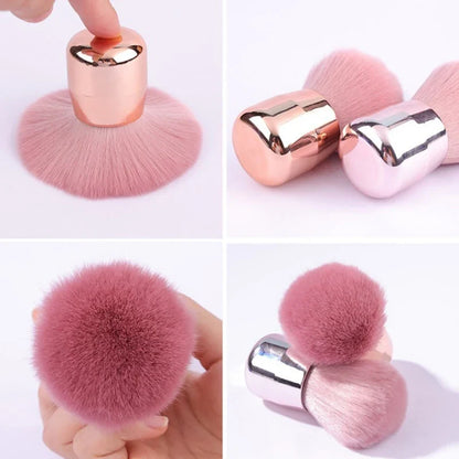 Professional Mushroom Nail Brush - Round Gel Dust Cleaning Brush for Manicure & Makeup
