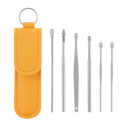 6PCS Stainless Steel Ear Wax Removal Kit | Ear Cleaner Pickers, Curette Spoons & Piercing Care Tools
