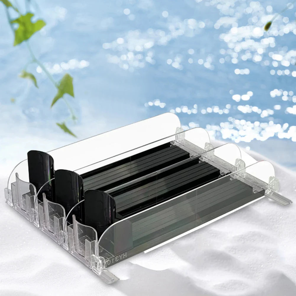 Canned Beverage Push Rack – Adjustable E-Shaped Drink Organizer & Dispenser for Kitchen & Fridge