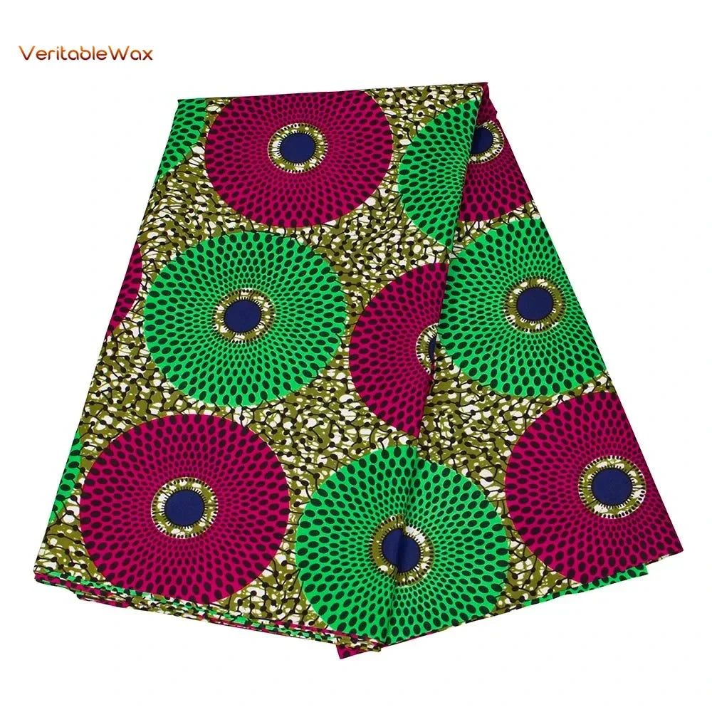 African Ankara Double Print Batik Fabric - Real Wax Patchwork Textile for DIY Sewing, Wedding Dresses & Crafts