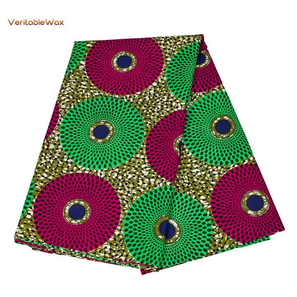 African Ankara Double Print Batik Fabric - Real Wax Patchwork Textile for DIY Sewing, Wedding Dresses & Crafts