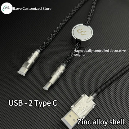 Magnetic Control USB-C Mechanical Keyboard Cable – Dual 8K 1-to-2 Type-C Fast Data & Power Lighting Support