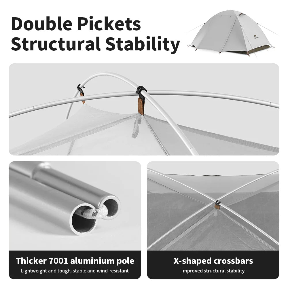 Naturehike 2-3 Person Camping Tent – Waterproof, UPF50+ Ultralight Outdoor Shelter for Hiking, Trekking & Sun Protection