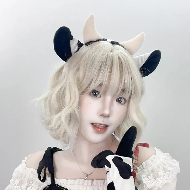 Cow Costume Set - Cow Ears Headband, Gloves and Tail for Halloween Cosplay