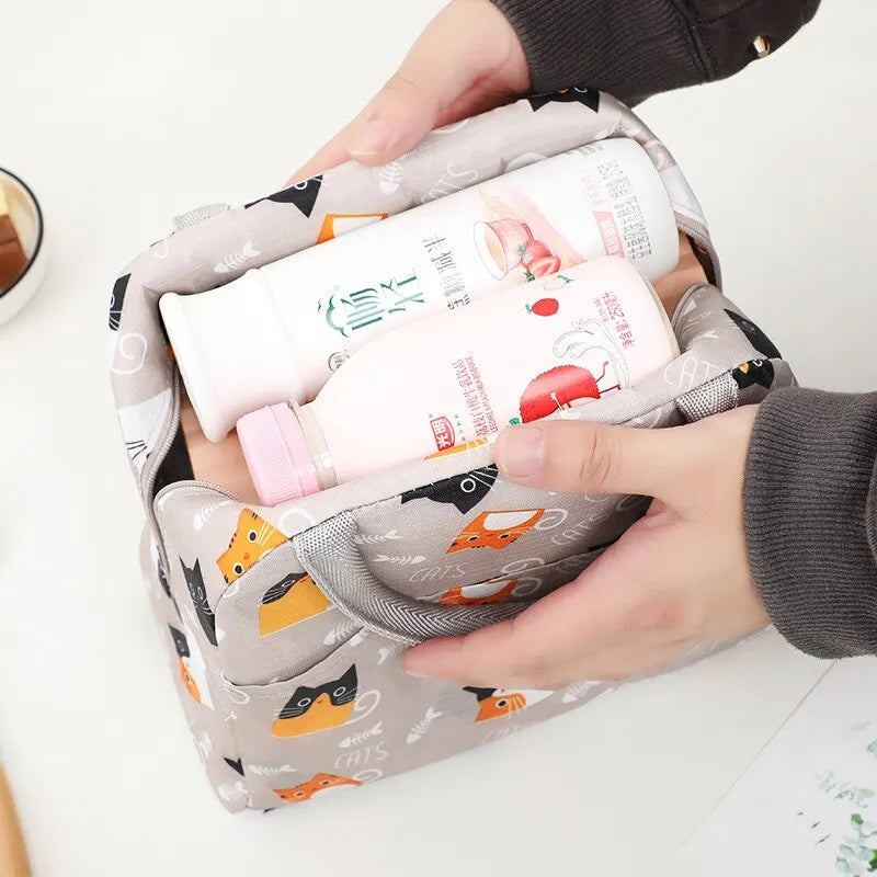 Adorable Cartoon Lunch Bag: Insulated Thermal Heat Children's Bento Bag - Perfect for School, Picnics, and Travel with Ice Pack Included!