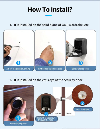 Tuya/TTlock Smart Password Key Box – Outdoor IP65 Waterproof Anti-Theft Wall Mount Security Safe in ABS/Metal