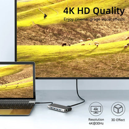 USB C Hub Adapter – 4K HDMI, VGA, PD, RJ45, SD/TF Card Reader for MacBook Pro/Air M1 & iPad