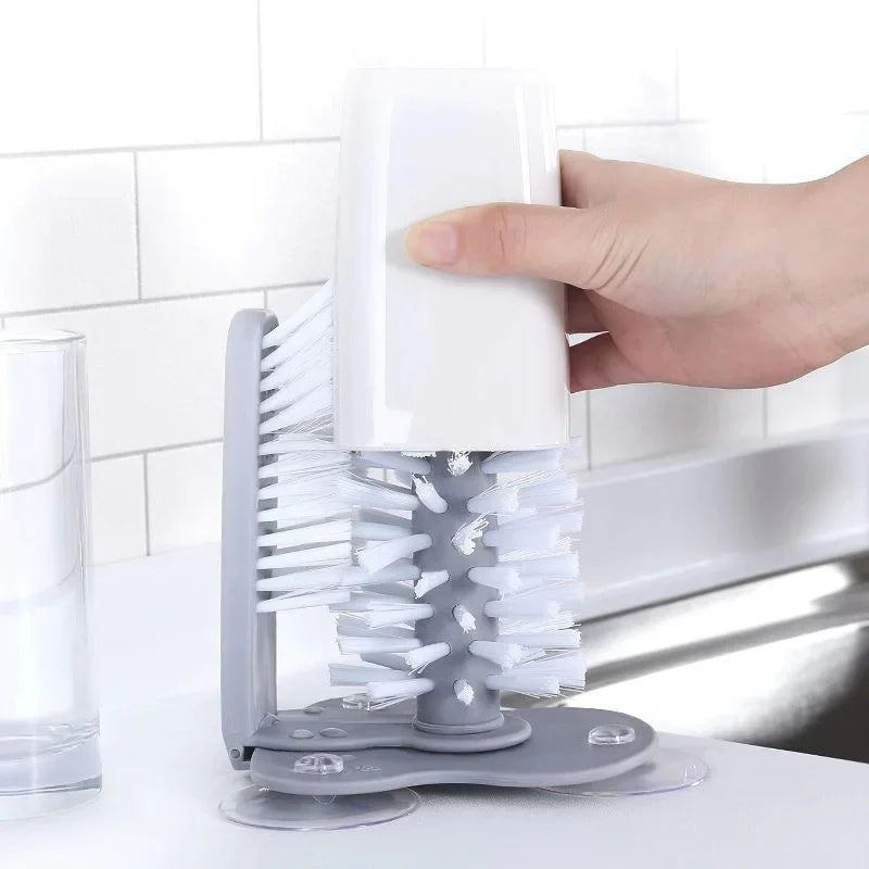 Efficient Sink Water Bottle and Glass Cup Cleaning Brush with Strong Suction - Lazy Clean Kitchen Tool for Goblets, Mugs, and More