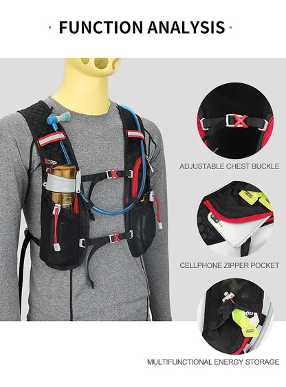 INOXTO 5L Trail Running Backpack - Ultra-Light Hydration Vest for Marathon & Cycling with 1.5L/2L Water Bag