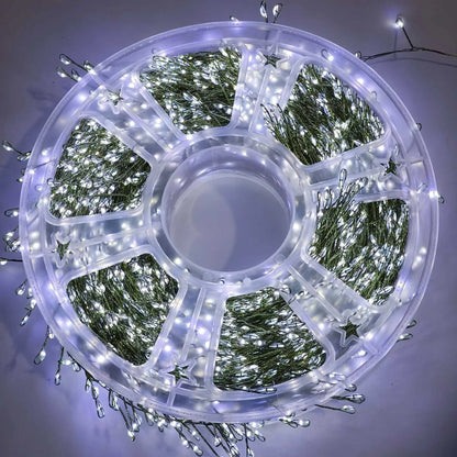 Outdoor Remote Control Copper Wire Lights — Starry Sky & Flower Wreath Decorative String Lights for Christmas & Holidays