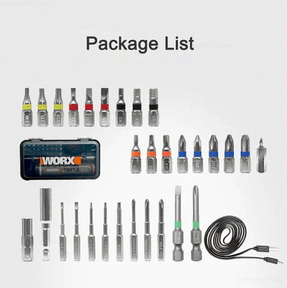 WORX WX242 Mini Electric Screwdriver Set – Smart Cordless, Rechargeable with 30 Bits & Power Drill Tools