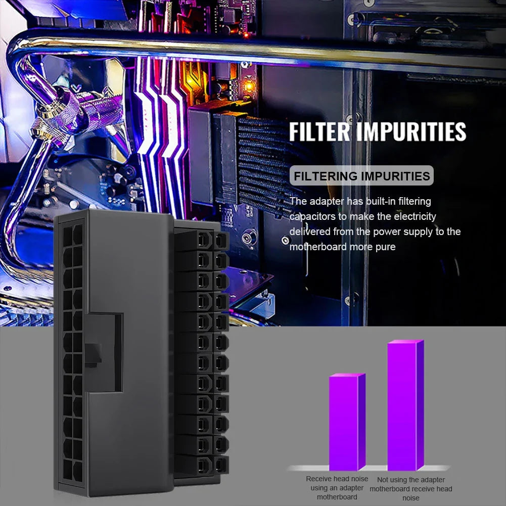 TEUCER 24-Pin ATX Power Adapter - 90° Motherboard Power Connector Extension Cable