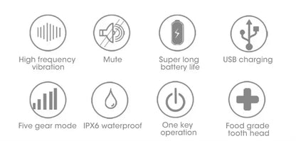 Electric Toothbrush with Sonic Cleaning – 3-in-1 Tartar Removal, Teeth Whitening, USB Charging, Replaceable Brush Head